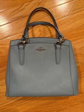 Coach Light Blue Minetta Leather Satchel. Silver Hardware. Long strap included.